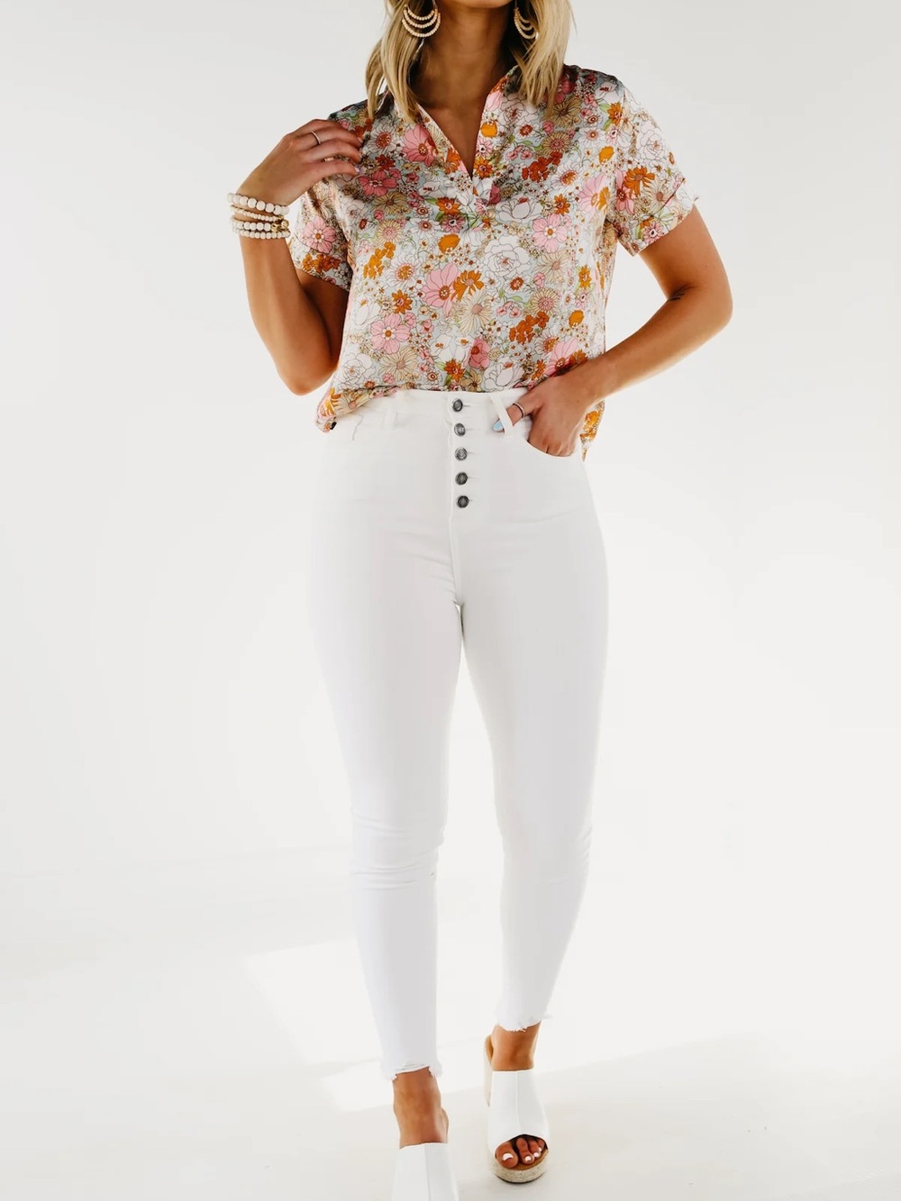 KanCan High-Rise White Button-Fly Skinny Jeans